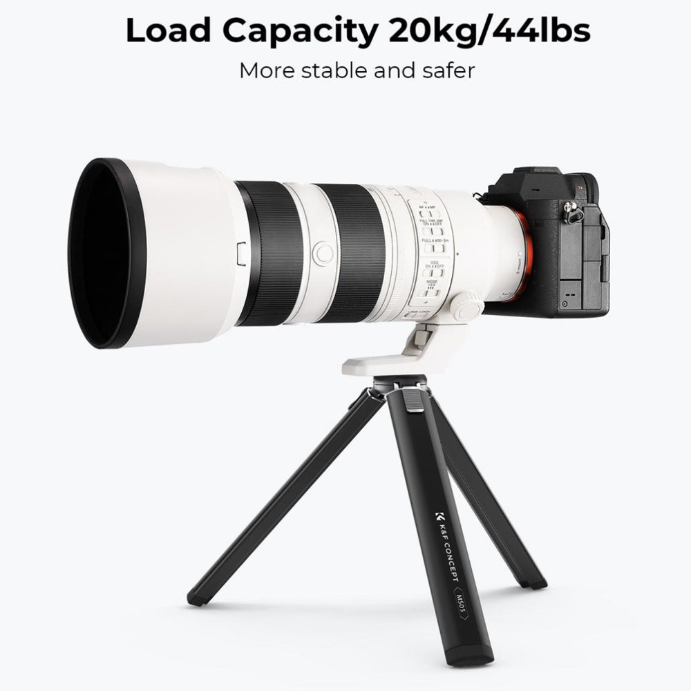 K&F Concept MS05 8" 2-Stop Adjustable Compact Tripod Grip with Mobile Phone Clip Holder, Bluetooth Remote Control, 1/4" Attachment Thread for Digital Camera, Smartphones, Video Fill Light, Camcorder, Gimbal Stabilizer, GoPro, Insta360, DJI