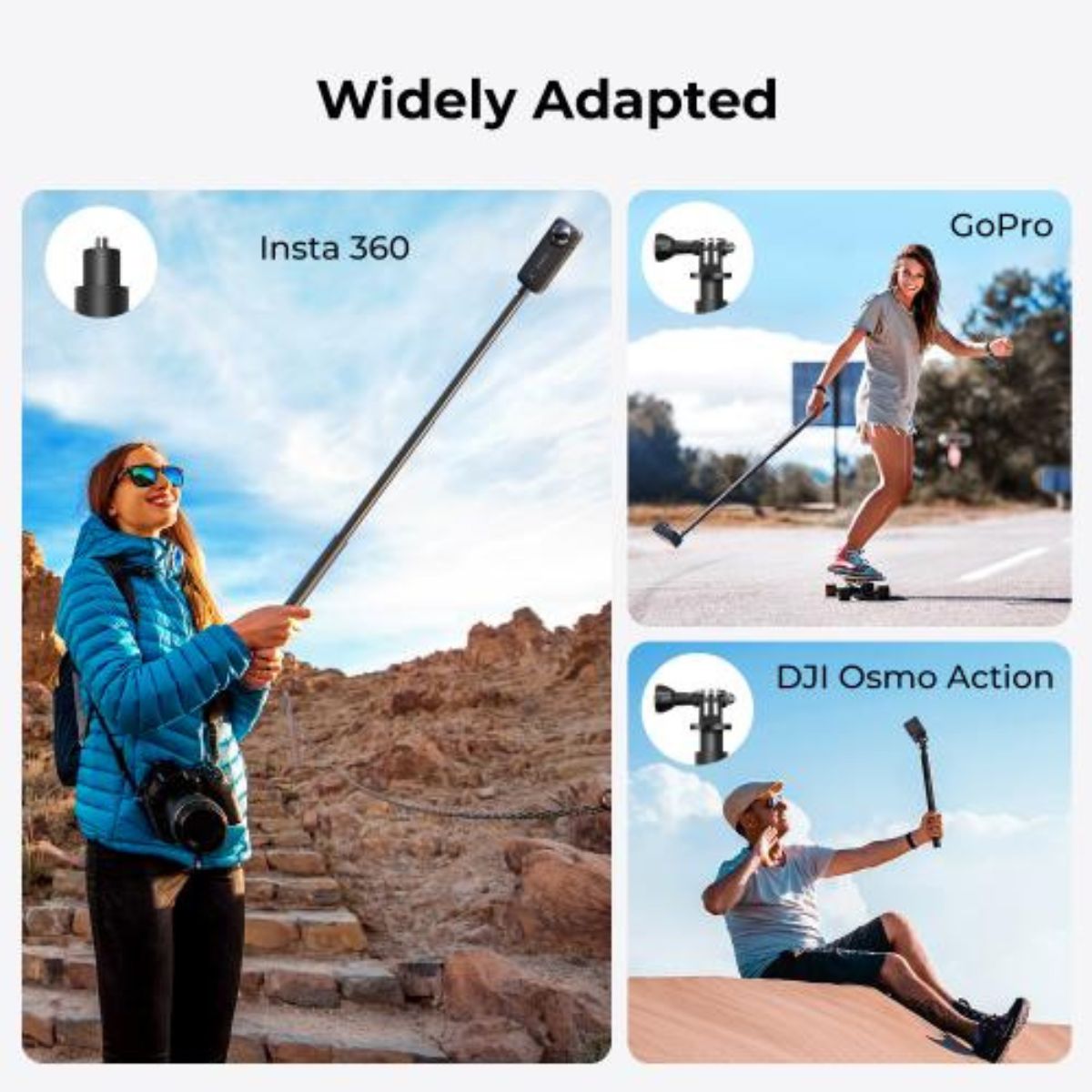 K&F Concept MS07 16m / 60 inch Adjustable Extension Pole Stick for Insta360 GoPro DJI Osmo Action Camera & Mobile Phone Holder