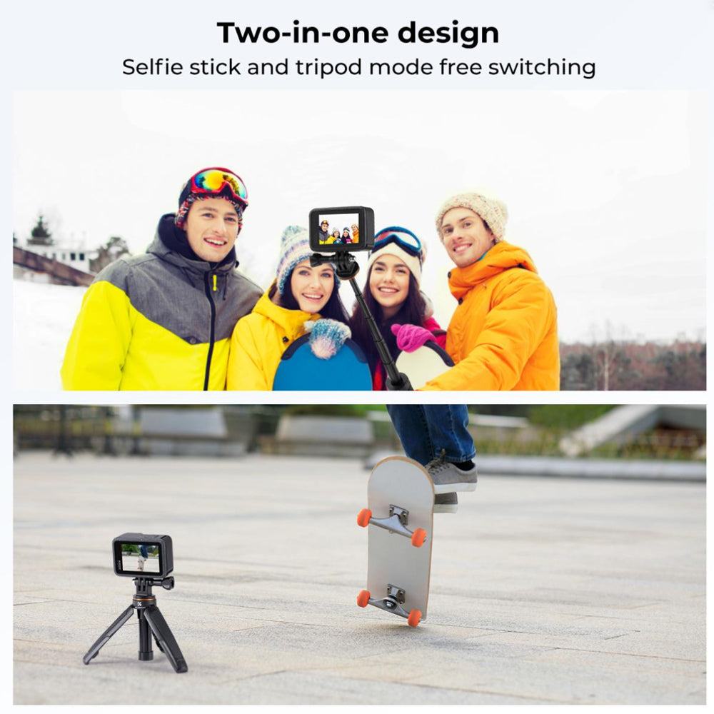 K&F Concept MS03 13" Pocket-Sized Retractable Selfie Stick Tripod for GoPro Hero, Insta360, DJI Osmo Action Cameras - Black Orange | KF09-133V1