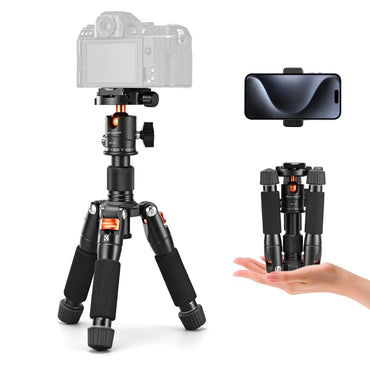 K&F Concept 52/55cm Aluminum Tabletop Mini Tripod 360° Ball Head 1/4" Screw, 5-Section Legs 6kg Load