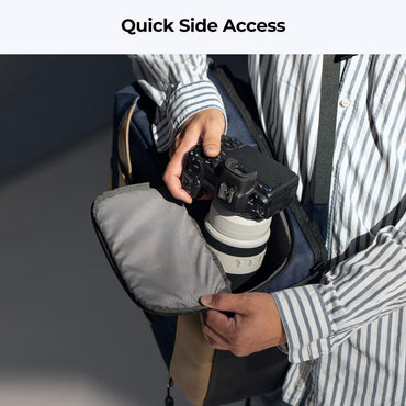 K&F Concept 20L Camera Backpack with 15" Laptop Compartment, Tripod Holder, Rain Cover, 20 Liters Large Capacity Storage Bag for Sony Fujifilm Canon Nikon Lumix DJI Drone, Lenses, Battery, Speedlite Flash, Photo & Video - Urban Wander 02 | Black, Blue