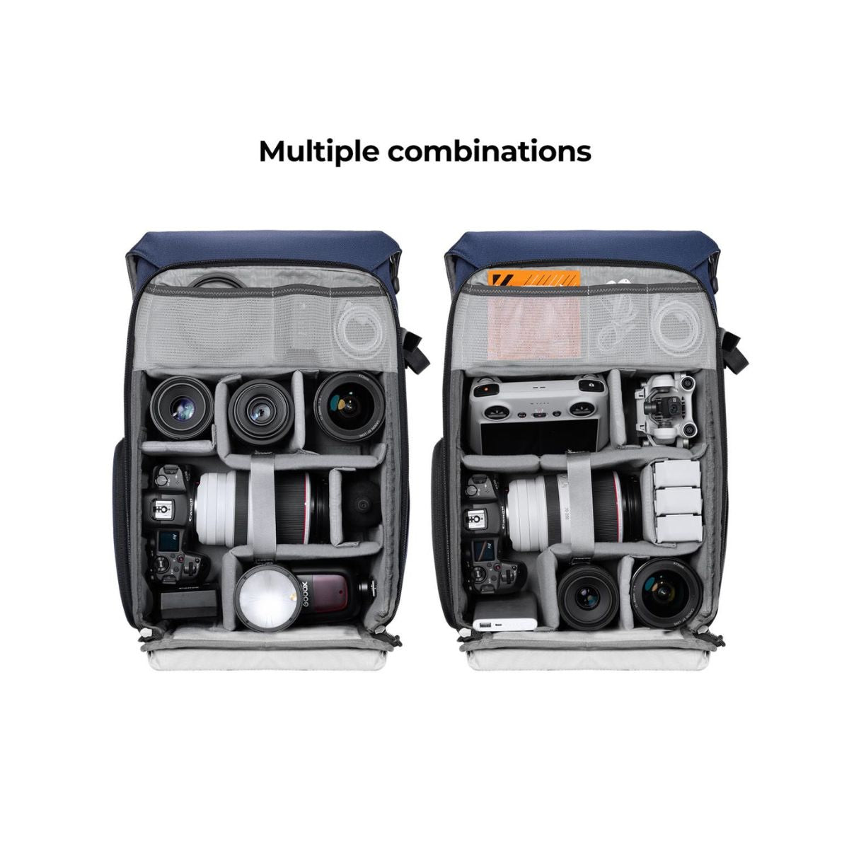 K&F Concept 20L Camera Backpack with 15" Laptop Compartment, Tripod Holder, Rain Cover, 20 Liters Large Capacity Storage Bag for Sony Fujifilm Canon Nikon Lumix DJI Drone, Lenses, Battery, Speedlite Flash, Photo & Video - Urban Wander 02 | Black, Blue