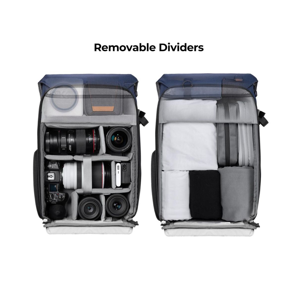 K&F Concept 20L Camera Backpack with 15" Laptop Compartment, Tripod Holder, Rain Cover, 20 Liters Large Capacity Storage Bag for Sony Fujifilm Canon Nikon Lumix DJI Drone, Lenses, Battery, Speedlite Flash, Photo & Video - Urban Wander 02 | Black, Blue