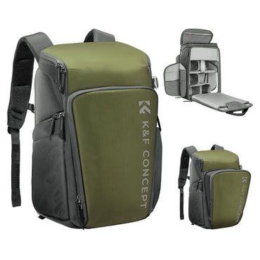 K&F Concept Camera Alpha Backpack Air 25L with 16" Computer Compartment, Top & Side Access, Internal Support Fibers Bars and Raincover for Videography & Photography (Grey) KF13-128V3