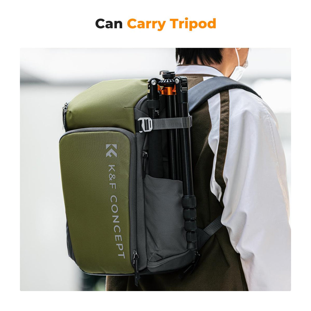 K&F Concept Camera Alpha Backpack Air 25L with 16" Computer Compartment, Top & Side Access, Internal Support Fibers Bars and Raincover for Videography & Photography (Grey) KF13-128V3