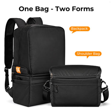 K&F Concept 7-22L Convertible Professional Photography Camera Backpack to Cross Body Messenger Bag with Large Storage for Tripod, Lens, Flash, Battery Charger, Video Light, DJI Drone, Digital Mirrorless & DSLR Cameras | KF13-129