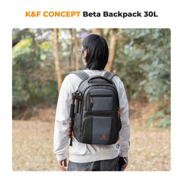 K&F Concept 30L Beta Camera Backpack V2 with 15" Laptop Compartment, Tripod Holder, Quick Side & Rear Access Pockets, Large Capacity Storage Bag for Sony Fujifilm Canon Nikon Lumix DJI, Lens, Battery, Drone, and Photography Accessories
