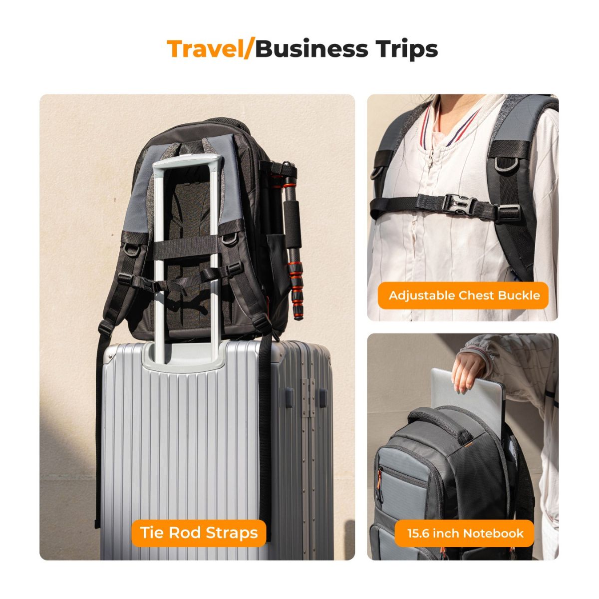 K&F Concept 30L Beta Camera Backpack V2 with 15" Laptop Compartment, Tripod Holder, Quick Side & Rear Access Pockets, Large Capacity Storage Bag for Sony Fujifilm Canon Nikon Lumix DJI, Lens, Battery, Drone, and Photography Accessories