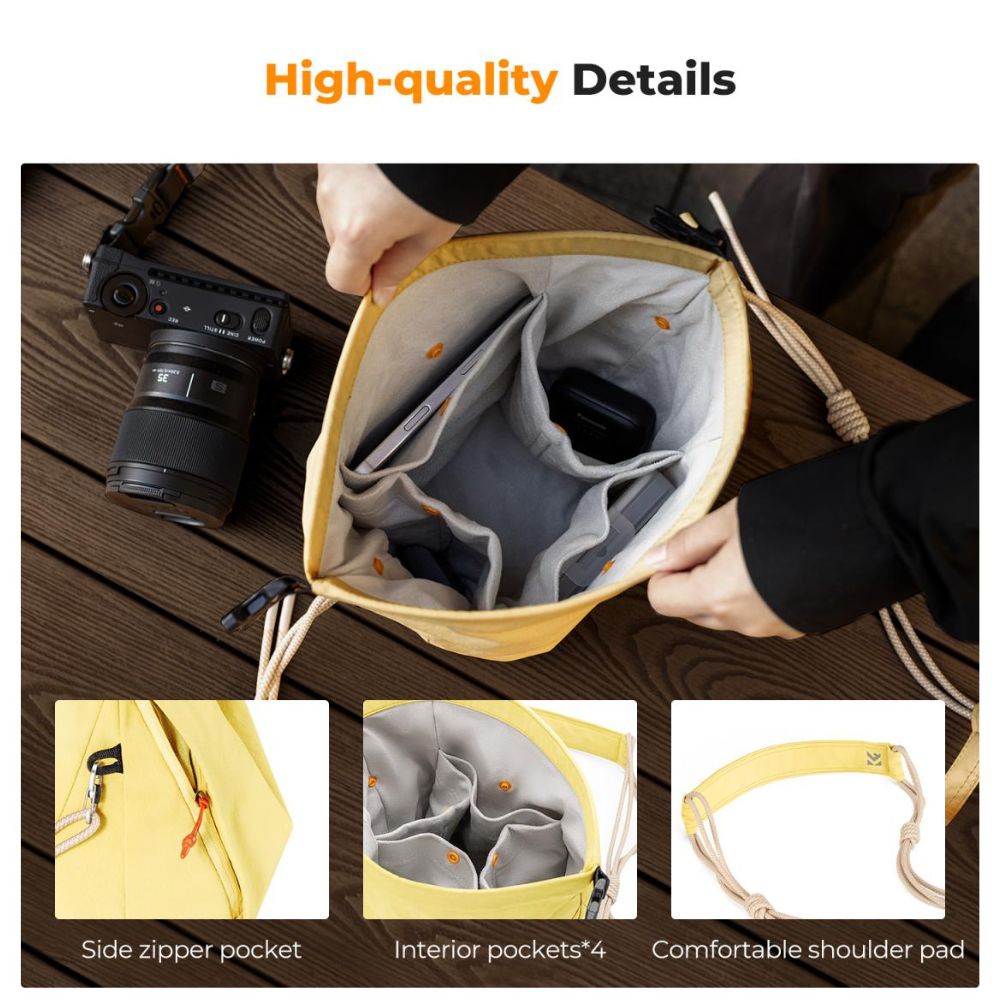 K&F Concept Urban Wander 11 5L Camera Shoulder Sling Bag + Detachable Camera Strap with Magnetic Closure, Water Resistant and Accessory Compartments