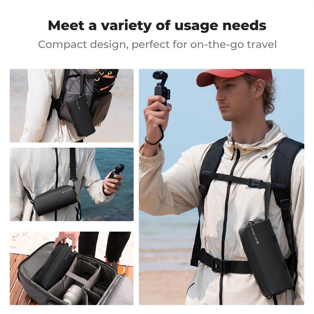 K&F Concept Portable Carrying Pouch Bag for DJI Osmo Pocket 3 Camera and Accessories with Large Capacity, Elastic Compartments, Waterproof Design, and Wrist Strap – Ideal for Photography, Vlogging, Travel | JG Superstore