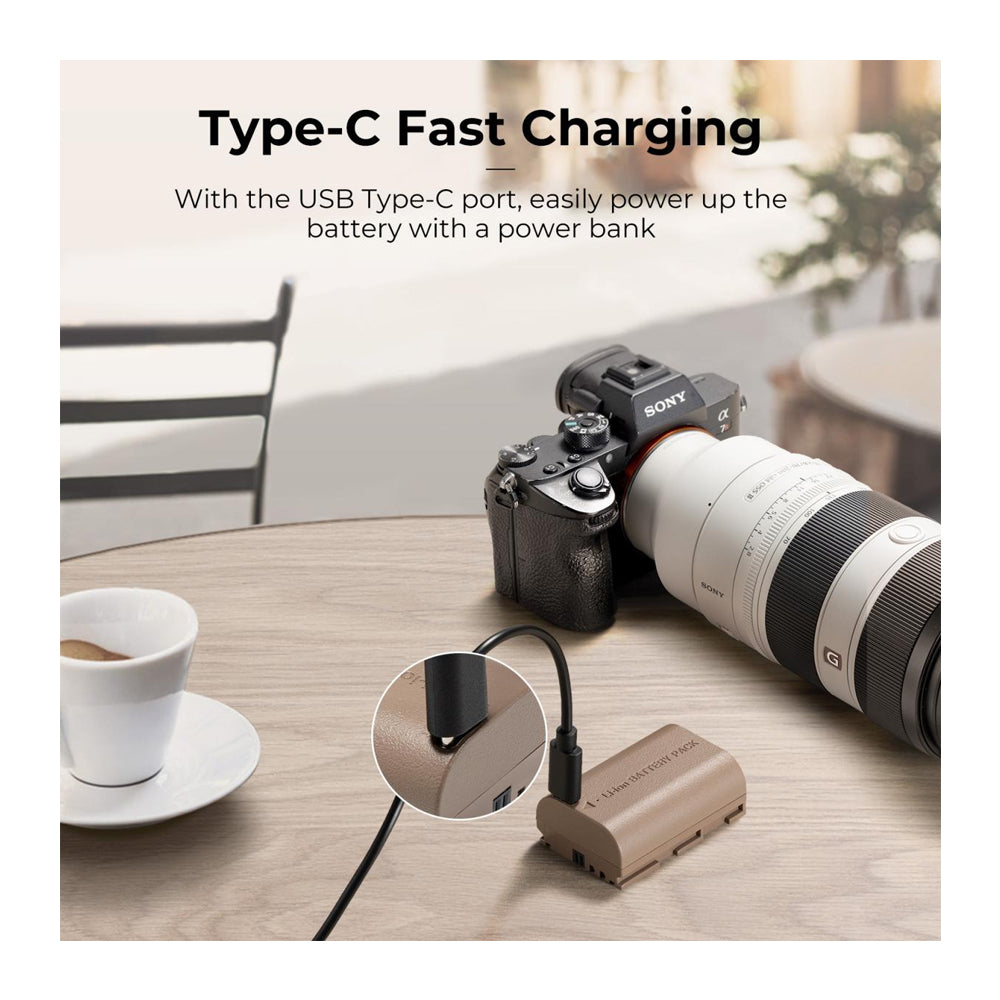 K&F Concept LP-E6NH Rechargeable Li-ion Battery Pack 2250mAh 7.2V with USB Type C Direct Charging Function for Canon EOS 90D/80D/70D/5D Mark II, III, IV/5DS SR/6D/6D Mark II DSLR Camera (1 Pack) | KF28-0022