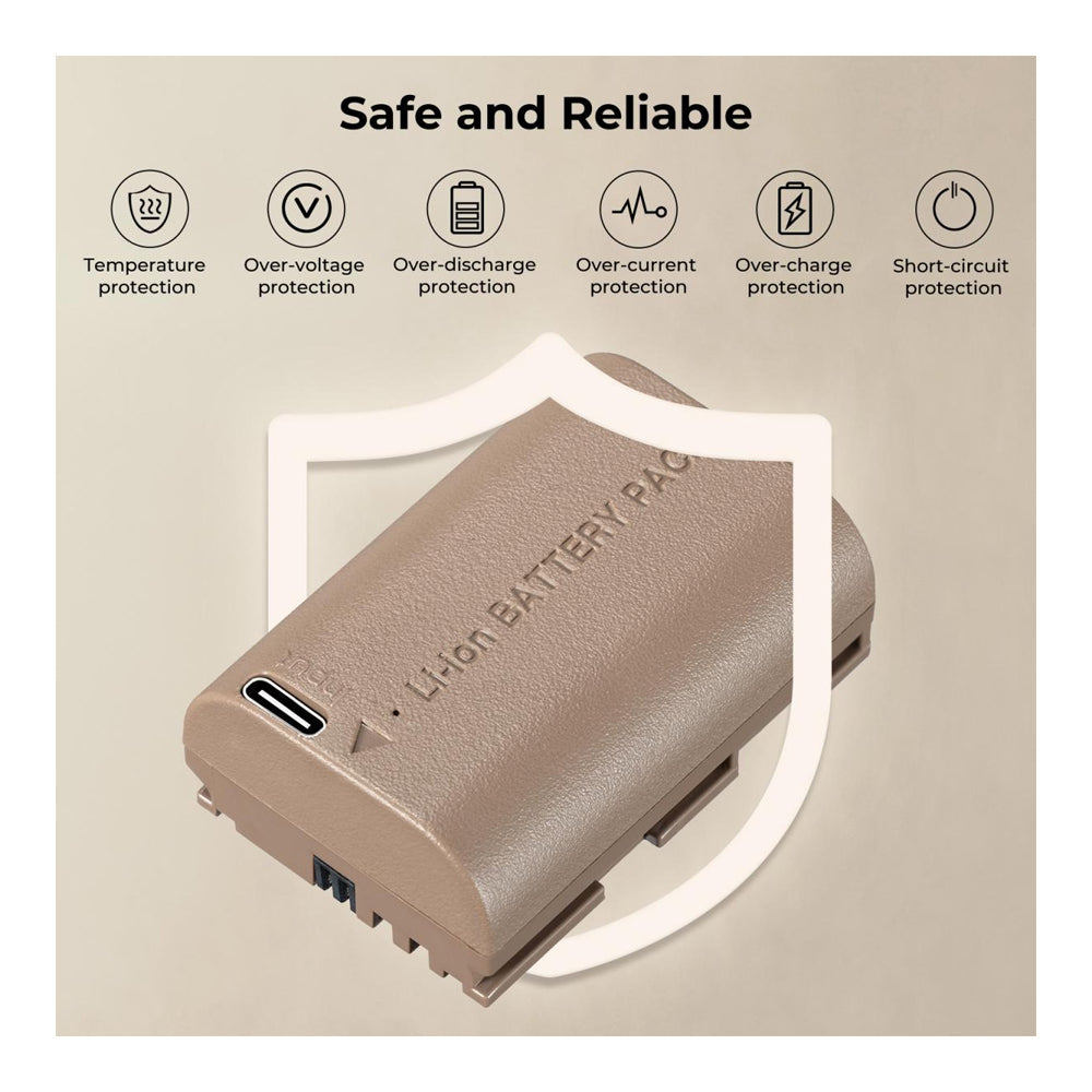 K&F Concept LP-E6NH Rechargeable Li-ion Battery Pack 2250mAh 7.2V with USB Type C Direct Charging Function for Canon EOS 90D/80D/70D/5D Mark II, III, IV/5DS SR/6D/6D Mark II DSLR Camera (1 Pack) | KF28-0022
