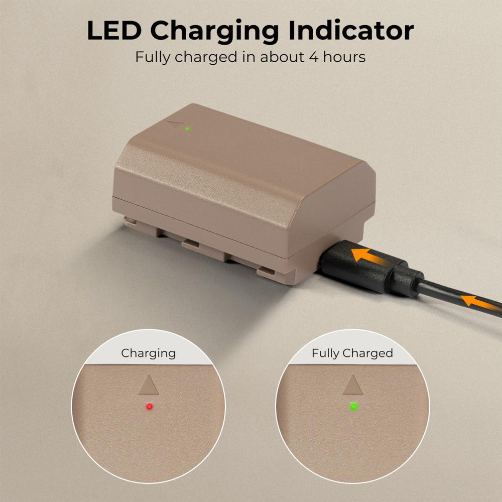 K&F Concept NP-FZ100 Rechargeable Replacement Li-ion Battery Pack 2280mAh 7.2V with USB Type C Direct Charging for Sony Alpha, A9, A7III, A7RIII, A7RIV, A6600, ZV-E1, FX3, FX30 Mirrorless Camera (2 Pack) | KF28-0023S1
