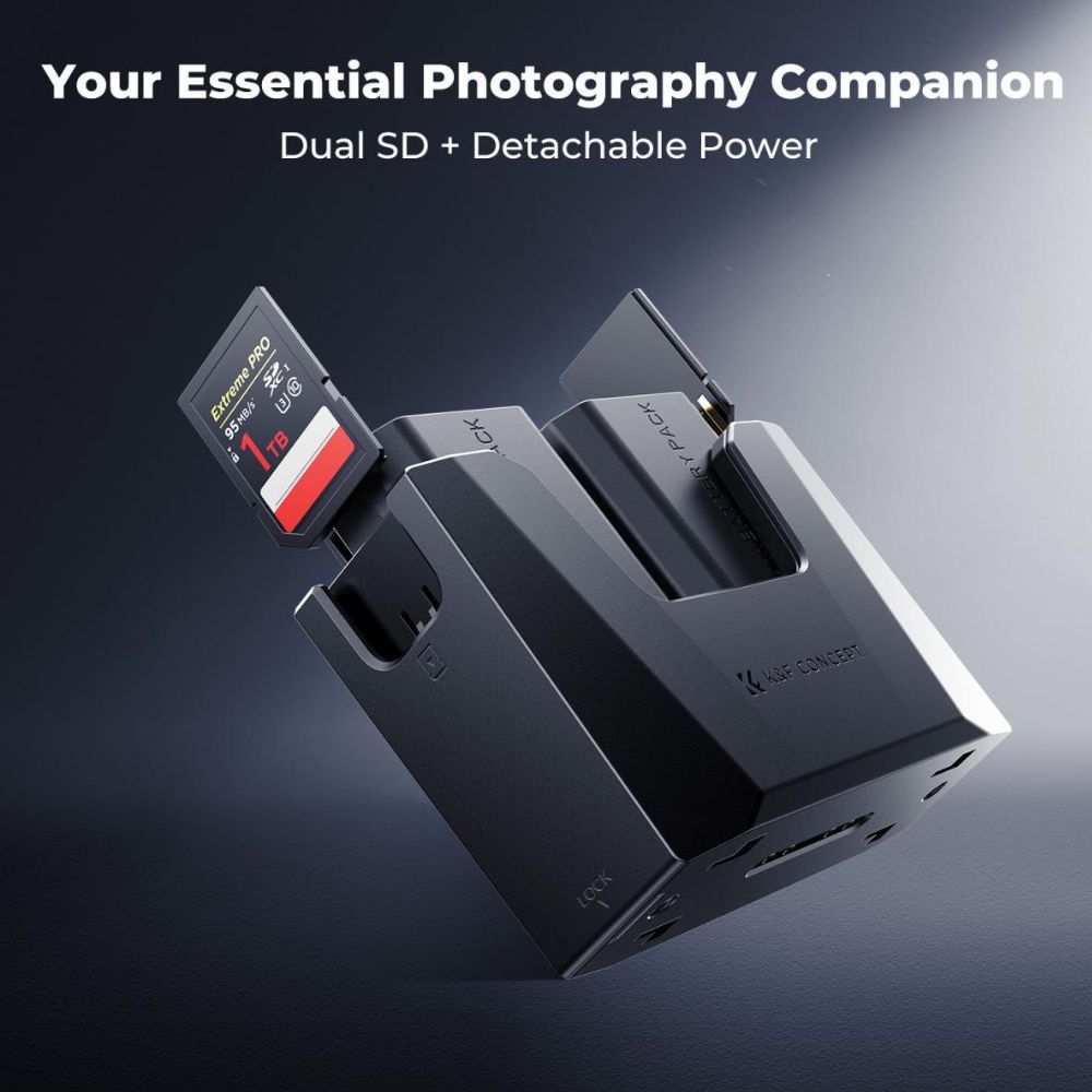 K&F Concept NP-FZ100 2-Pack 2600mAh Camera Batteries with Dual-Slot Detachable PD 18W Fast Charger Kit with LED Display, USB C Charging Cable and Port, SD Card Storage for Selected Sony Mirrrorless Cameras