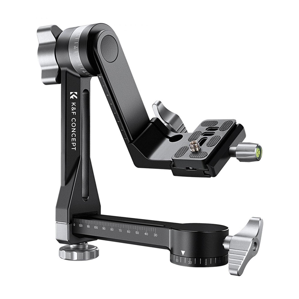 K&F Concept Aluminum Cantilever Tripod Head with 1/4" Arca-Type Quick Release Plate, 20kg/44lbs Load Capacity, 180° Pitch Shooting Angle for DSLR/SLR, Mirrorless Camera | Photography Equipment