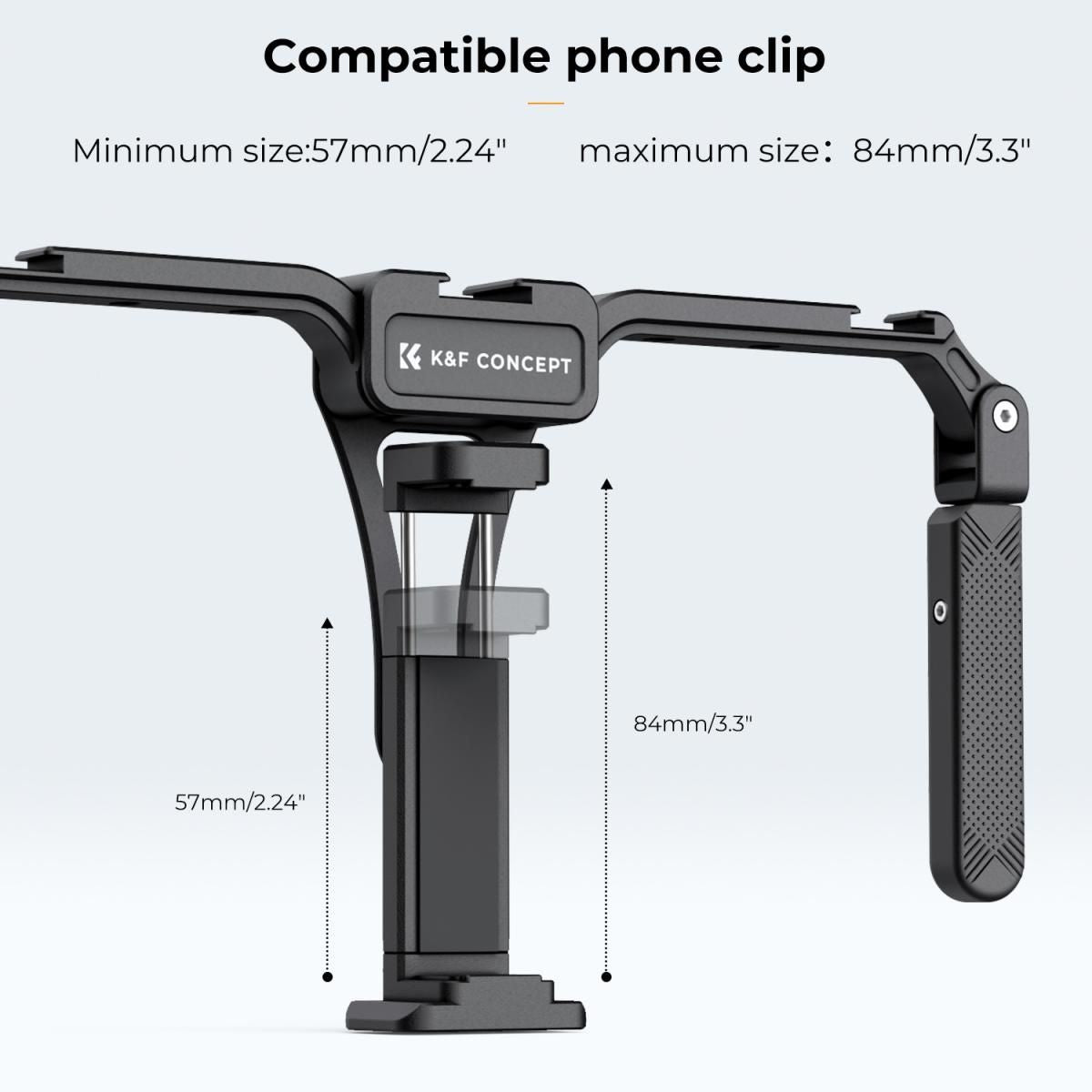 K&F Concept Foldable Phone Video Rig for iPhone & Android Smartphones with Dual Handles & Cold Shoe Mount for LED Fill Lights, Microphones, and Camera Accessories