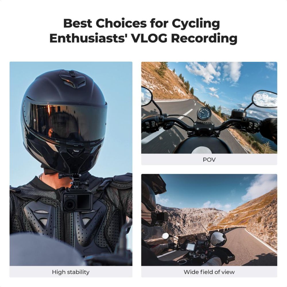 K&F Concept Motorcycle and Dirt Bike Helmet Chin Strap Mount for Action Cameras, Compatible with GoPro Hero 13/12/11/10/9/8/7/6/5/4, DJI Osmo Action 5 Pro/4/3, Insta360 X5/X4/X3 for Hands-Free POV Helmet Holder