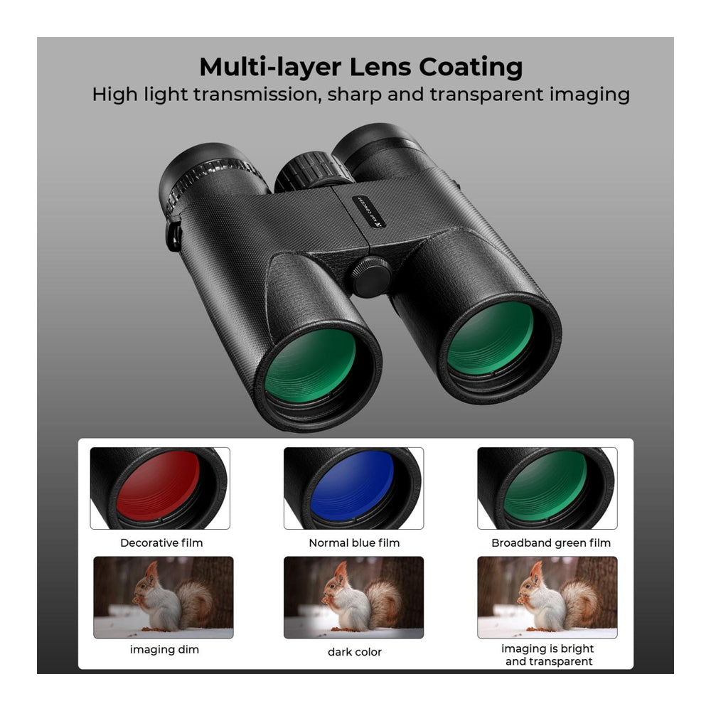 K&F Concept 10x42 BAK-4 Optical Prism HD Waterproof Binocular Telescope with 1000 yards Ultra-Long-Range Field of View, Easy Focus, 42mm Large Multi-Coated Lens, Tripod Mount Adapter, Dustproof, Anti-Fog | KF33-081 KF33-082