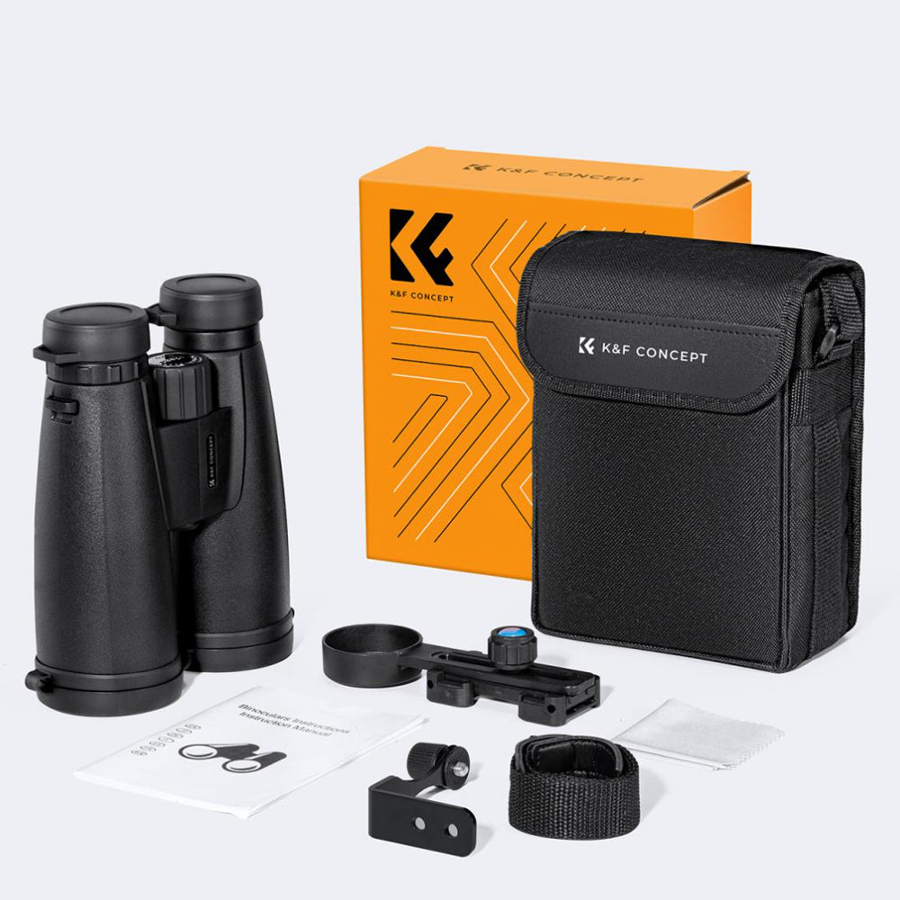 K&F Concept 12X50 Optical Zoom Professional Binocular Telescope HD BAK-4 Waterproof with Mobile Phone Clip Holder, Tripod Conversion Bracket, Multi-Layer Nano Glass Coating for Outdoor Sports and Photography | KF33-084