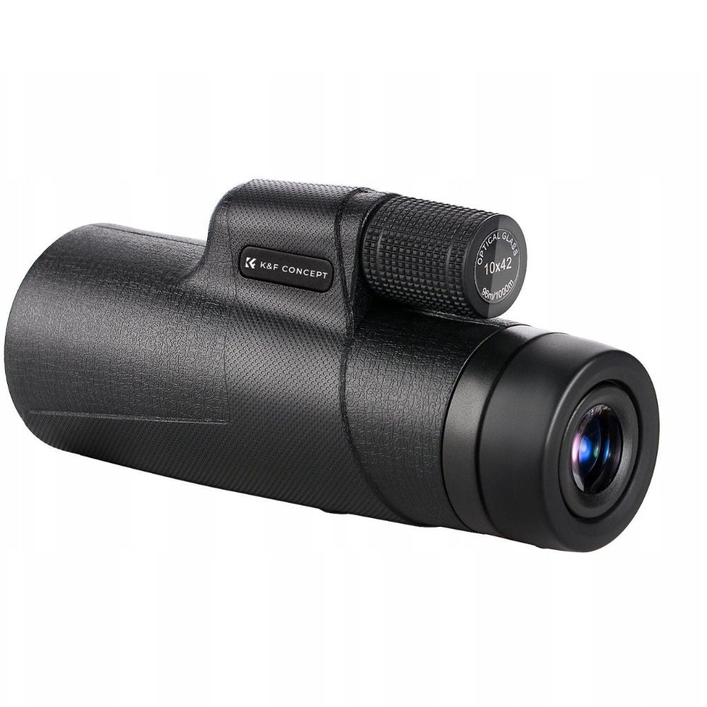 K&F Concept 10x42 Portable HD Waterproof Monocular Telescope with Fully Multi-Coated BAK-4 Prism Lens, Easy Focus and Lanyard for Outdoor Sports Hunting Hiking Camping Travel Photography - Black