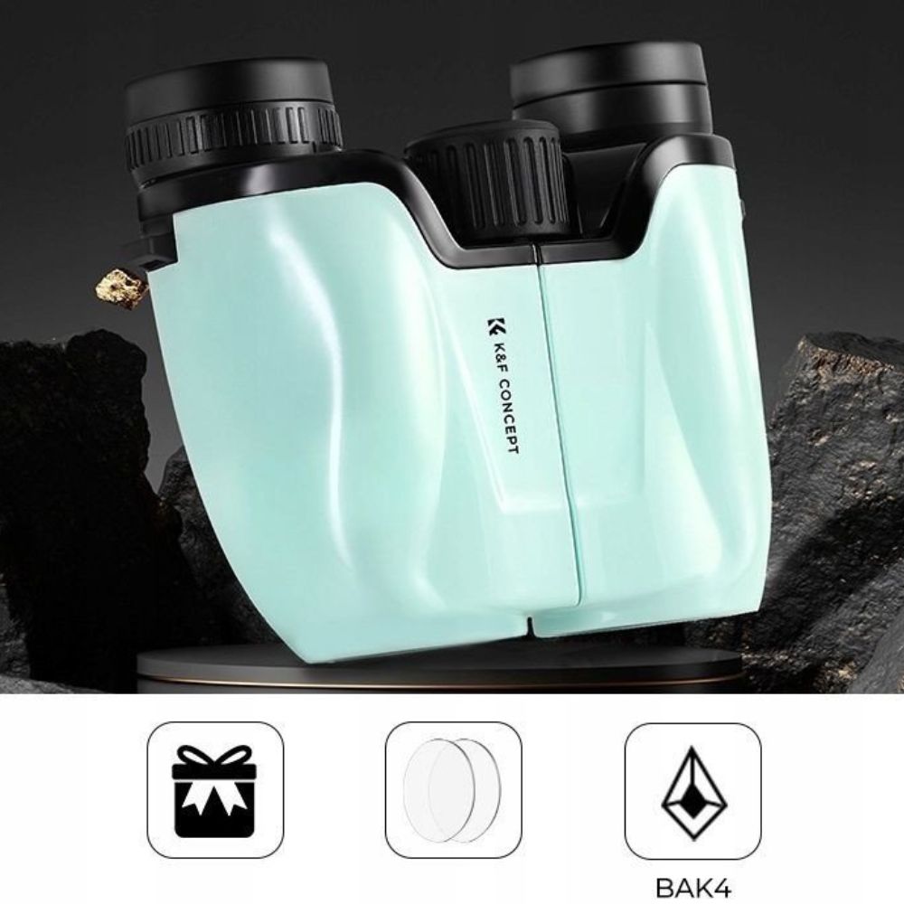 K&F Concept 7x30 Portable HD Waterproof Binoculars with Fully Multi-Coated BAK-4 Prism Lens, Multi-Layer Coating, Ultra-Far Visibility, Easy Focus, and Lanyard - Mint Blue