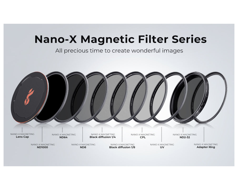 K&F Concept Nano-X Series Ultraviolet + Polarizing + Neutral Density (MCUV + CPL + ND1000) Ultra-Slim Optical Lens Filter Kit Waterproof UHD MRC 28-Layer Nano-Coated with Ring Adapter - Avalable Size