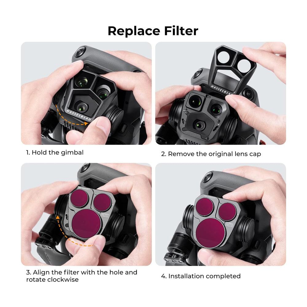 K&F Concept Nano-X Series DJI Mavic 3 Pro Neutral Density Polarizing (ND8 & PL + ND16 & PL + ND32 & PL + ND64 & PL) Optical Lens Filter Kit Waterproof UHD MRC 28-Layer Nano-Coated | Aerial Drone Lens Filter