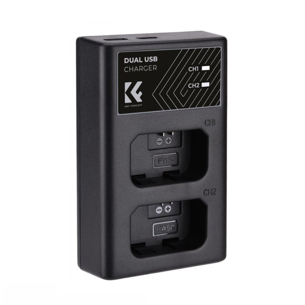 K&F Concept NP-FW50 (3-Pack / 2-Pack) 1100mAh Rechargeable Camera Battery Replacement and Triple / Dual Slot Charger Kit with USB Type-C / Micro B Input Fast Charging Ports for Selected Sony Cameras