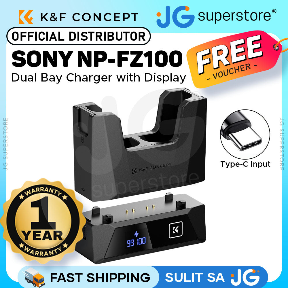 K&F Concept NP-FZ100 2-Pack 2600mAh Camera Batteries with Dual-Slot Detachable PD 18W Fast Charger Kit with LED Display, USB C Charging Cable and Port, SD Card Storage for Selected Sony Mirrrorless Cameras