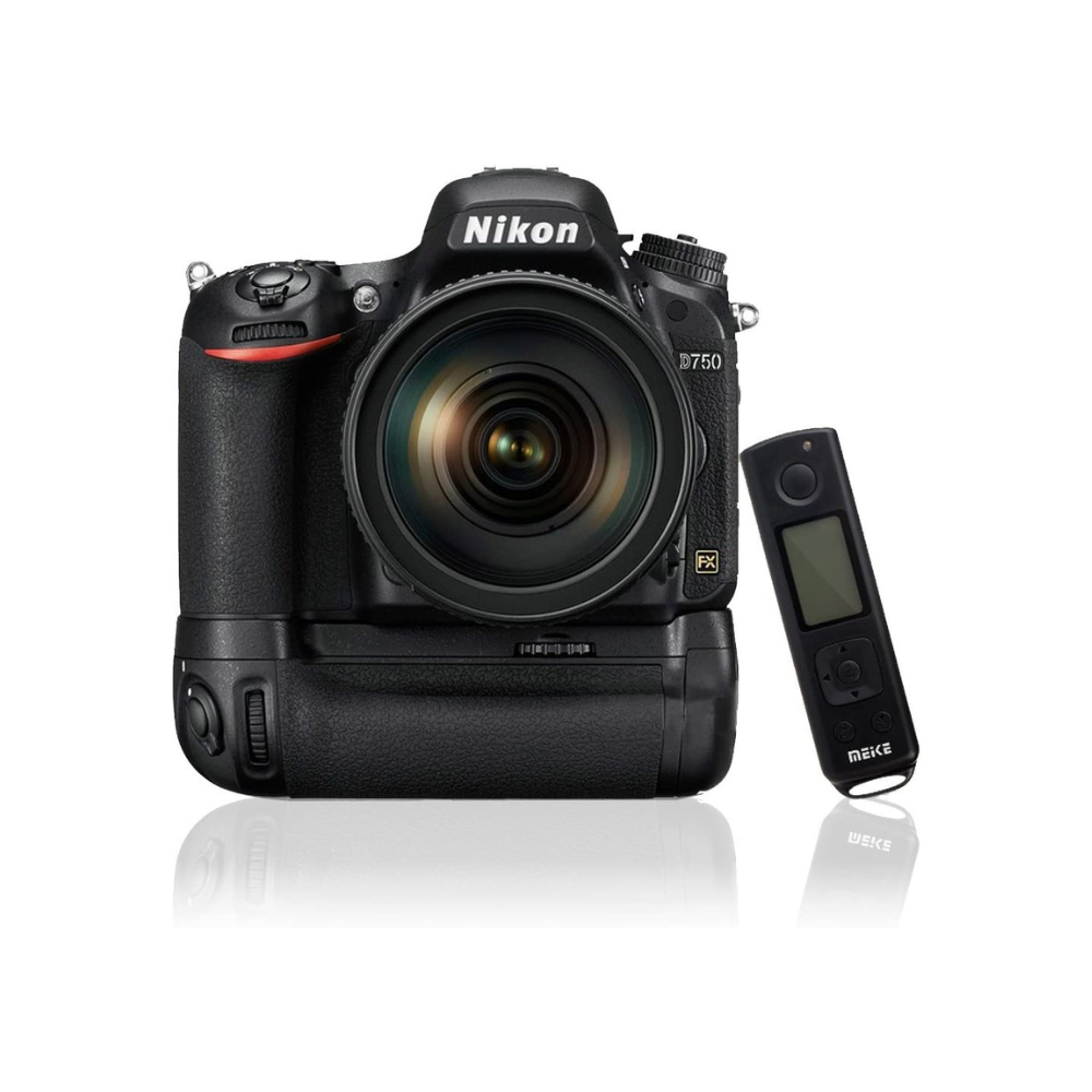 Meike MK-DR750 PRO Power Battery Grip with EN-EL15 Battery Slot, AA/LR6 Tray, Vertical Grip Orientation, Alternate Shutter Release and AE/AF Lock Button and 2.4Ghz Remote Control for Nikon D750 DSLR Camera