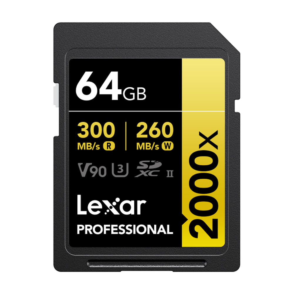 Lexar Professional 128GB 64GB 2000x SDHC / SDXC UHS-II Memory Card GOLD Series U3, V90, 8K Video Full HD and 3D with up to 300MB/s Read / 260MB/s Write, Class 10 for Cameras and Other Devices