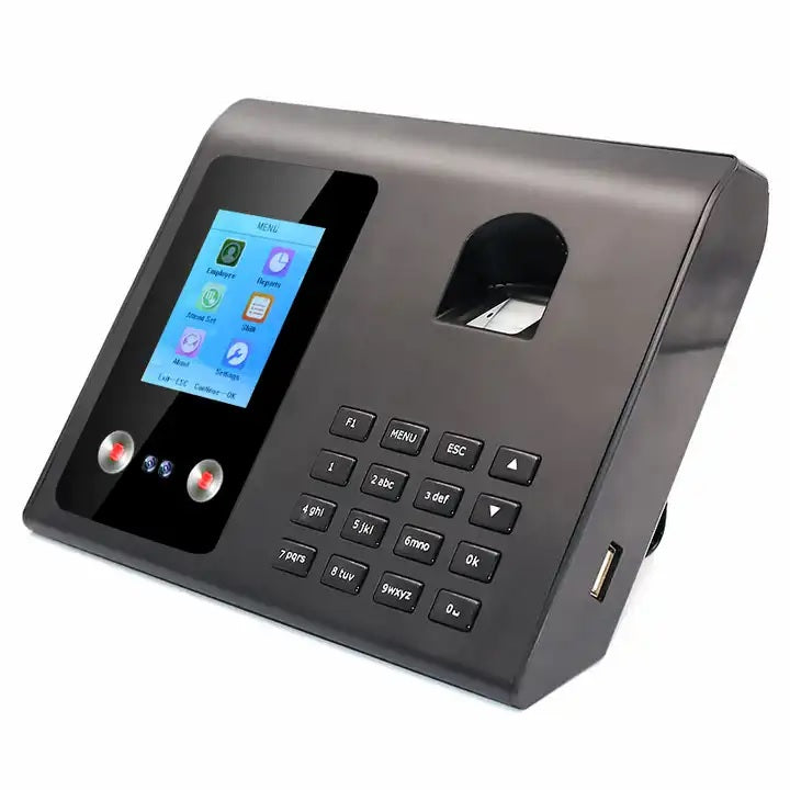 LogicOwl OJ-FA01 FC FP Attendance Biometric Time Logger with Fingerprint, Face Recognition ID, and PIN Passcode Entry, Built-In 2.4 Inch TFT LCD Display and Direct Reports Export via USB 2.0 for Office Schedule Timekeeping