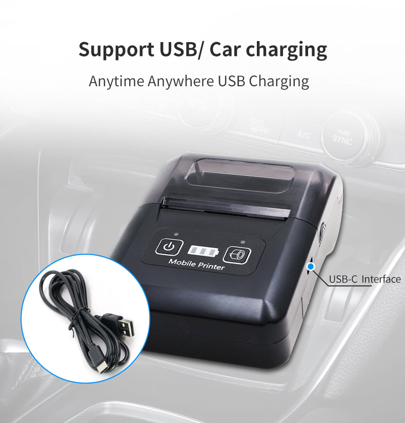 LogicOwl OJ-H20 Compact Thermal Receipt Printer with 90mm/sec High-Speed Printing, Bluetooth Connectivity, USB Charging & Data Transmission, Rechargeable Battery - POS System and Components