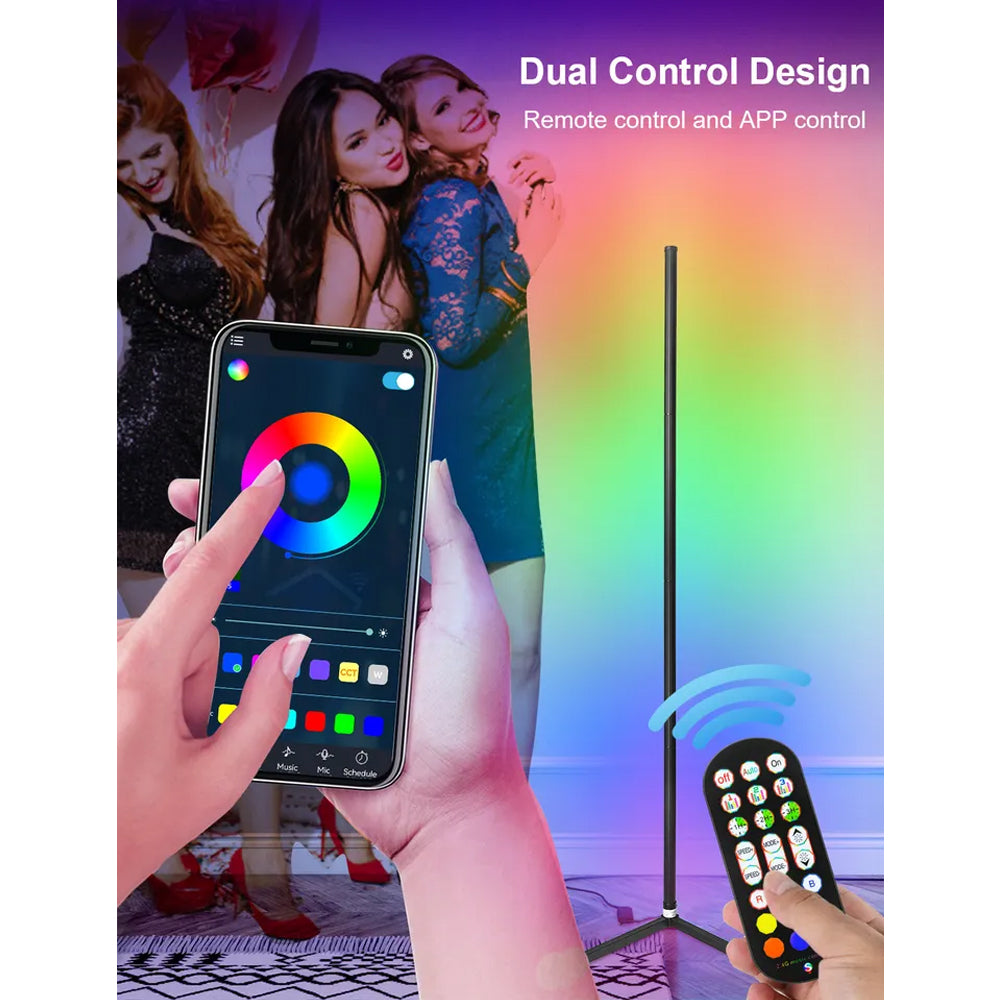 Luxceo F0102 RGB LED Corner Light Tube Stand Lamp with Remote and App Control - Photo & Video Studio Lighting