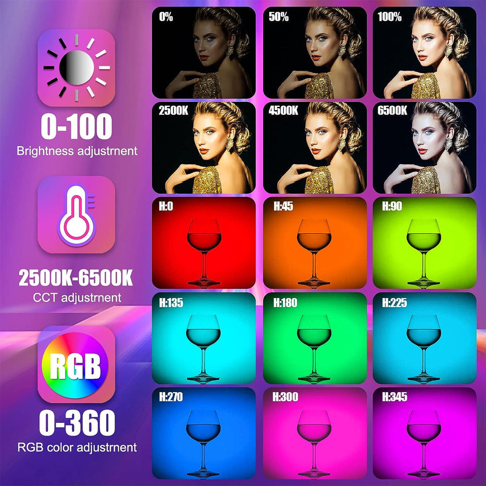 Luxceo P400 (40cm) RGB LED Tube Light 5W Full Color Fill Light with 2500K - 6500K Color Temperature, 3.7V 2500mAh Built-In Battery, USB Type C Charging for Photography, Videography, Film Making - Photo & Video Studio Lighting