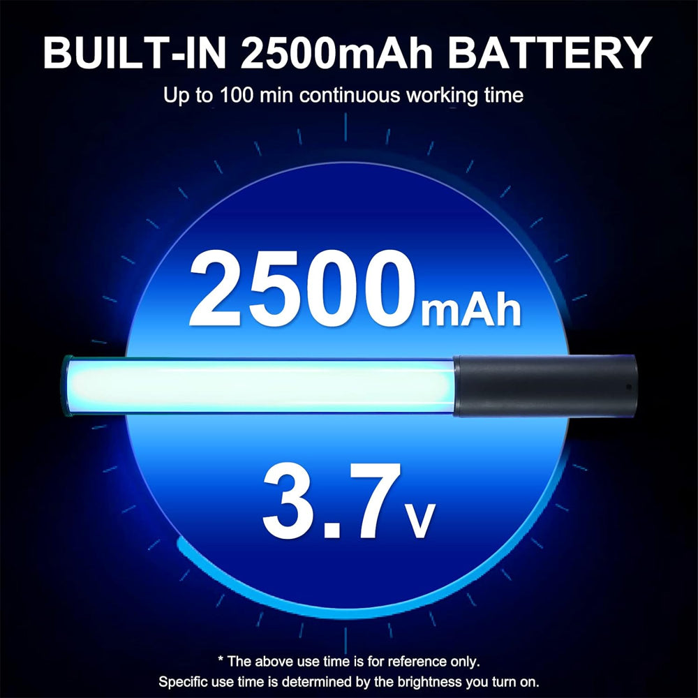 Luxceo P400 (40cm) RGB LED Tube Light 5W Full Color Fill Light with 2500K - 6500K Color Temperature, 3.7V 2500mAh Built-In Battery, USB Type C Charging for Photography, Videography, Film Making - Photo & Video Studio Lighting
