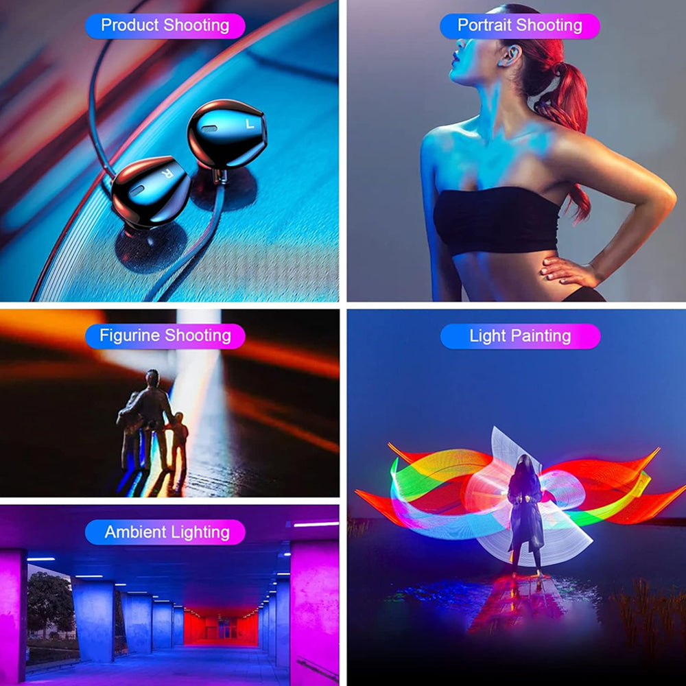 Luxceo P400 (40cm) RGB LED Tube Light 5W Full Color Fill Light with 2500K - 6500K Color Temperature, 3.7V 2500mAh Built-In Battery, USB Type C Charging for Photography, Videography, Film Making - Photo & Video Studio Lighting