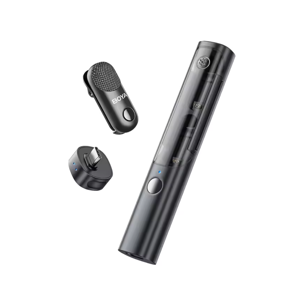 BOYA MAGIC Al-Powered Mini Wireless Lavalier Microphone 4-in-1 Forms w/ USB-C, Lightning, 3.5mm TRS Receivers, True AI Noise Cancellation, -40dB Reduction, 30Hrs Total Battery Life & 100M LOS Range for Interviews, Vlogging & Live Streaming