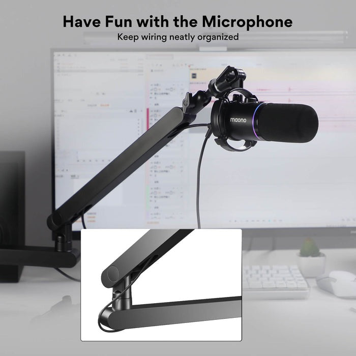 Maono BA92 Microphone Suspension Boom Arm Stand Aluminium Alloy 360 Degree Joint for Podcast, Vocal Studio Recording