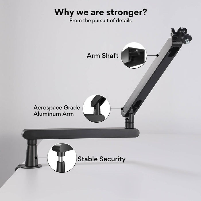 Maono BA92 Microphone Suspension Boom Arm Stand Aluminium Alloy 360 Degree Joint for Podcast, Vocal Studio Recording