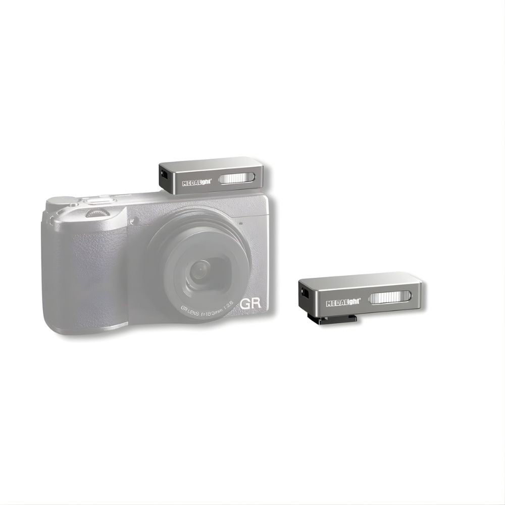 MEDALIGHT F20 Mini Camera Flash w/ GN5 Output, Hot Shoe Mount, 120mAh Battery, USB-C Rechargeable