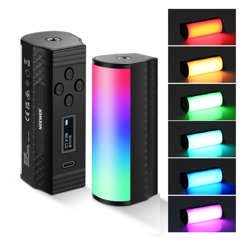 Neewer TL96RGB Stick Light Magnetic Handheld Wand with 2500-8500K, 360 Full RGB mini LED Video Light, 2500 mAh Rechargeable Battery
