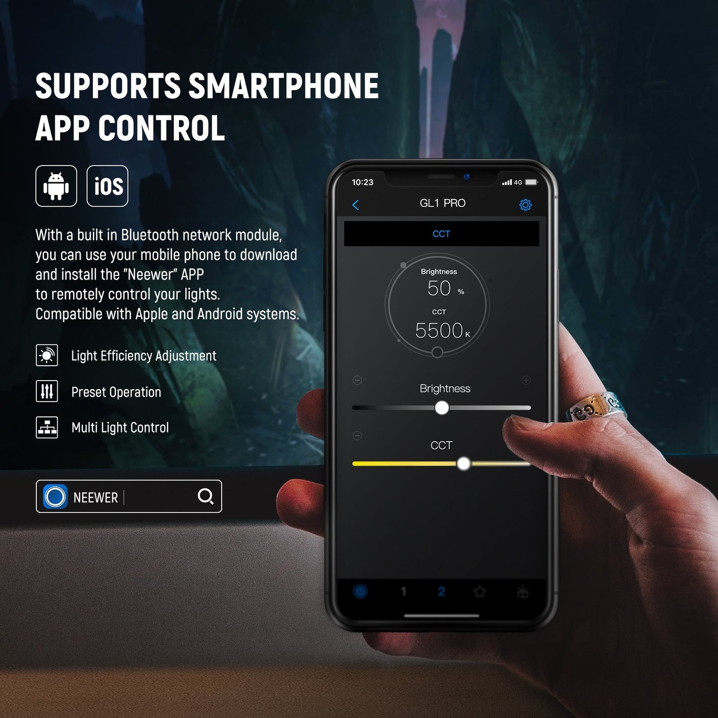 Neewer GL1 2800LM / GL1 C RGB 2900K-7000K Pro 15.5" Key Streaming LED Panel Light,  with Desk Clamp Compatible and Elgato Stream Deck, 2.4G PC/Mac iOS/Android APP Control, 18 Scenes for Gaming, Live Broadcast