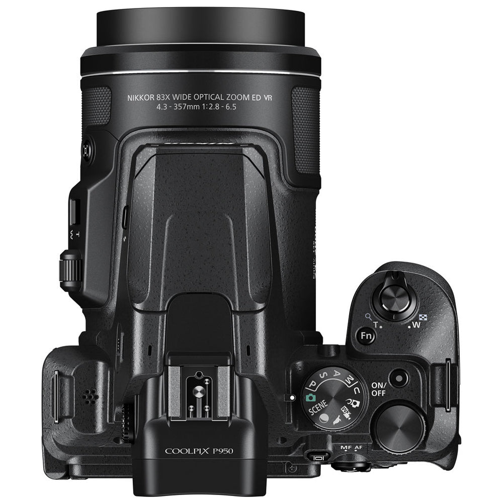 Nikon COOLPIX P950 Compact Digital Camera with Integrated NIKKOR 83x Optical Zoom 24-2000mm f/2.8-6.5 Lens with Vari-Angle LCD Monitor, 4K 30fps UHD Video Recording, 16MP 3" BSI CMOS Sensor, EXPEED Image Processor. Wi-Fi and Bluetooth