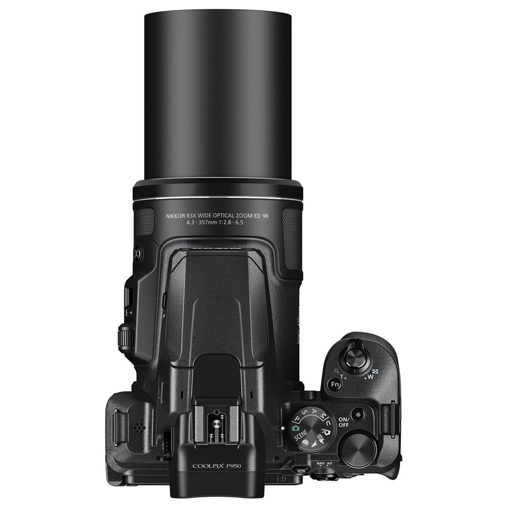 Nikon COOLPIX P950 Compact Digital Camera with Integrated NIKKOR 83x Optical Zoom 24-2000mm f/2.8-6.5 Lens with Vari-Angle LCD Monitor, 4K 30fps UHD Video Recording, 16MP 3" BSI CMOS Sensor, EXPEED Image Processor. Wi-Fi and Bluetooth