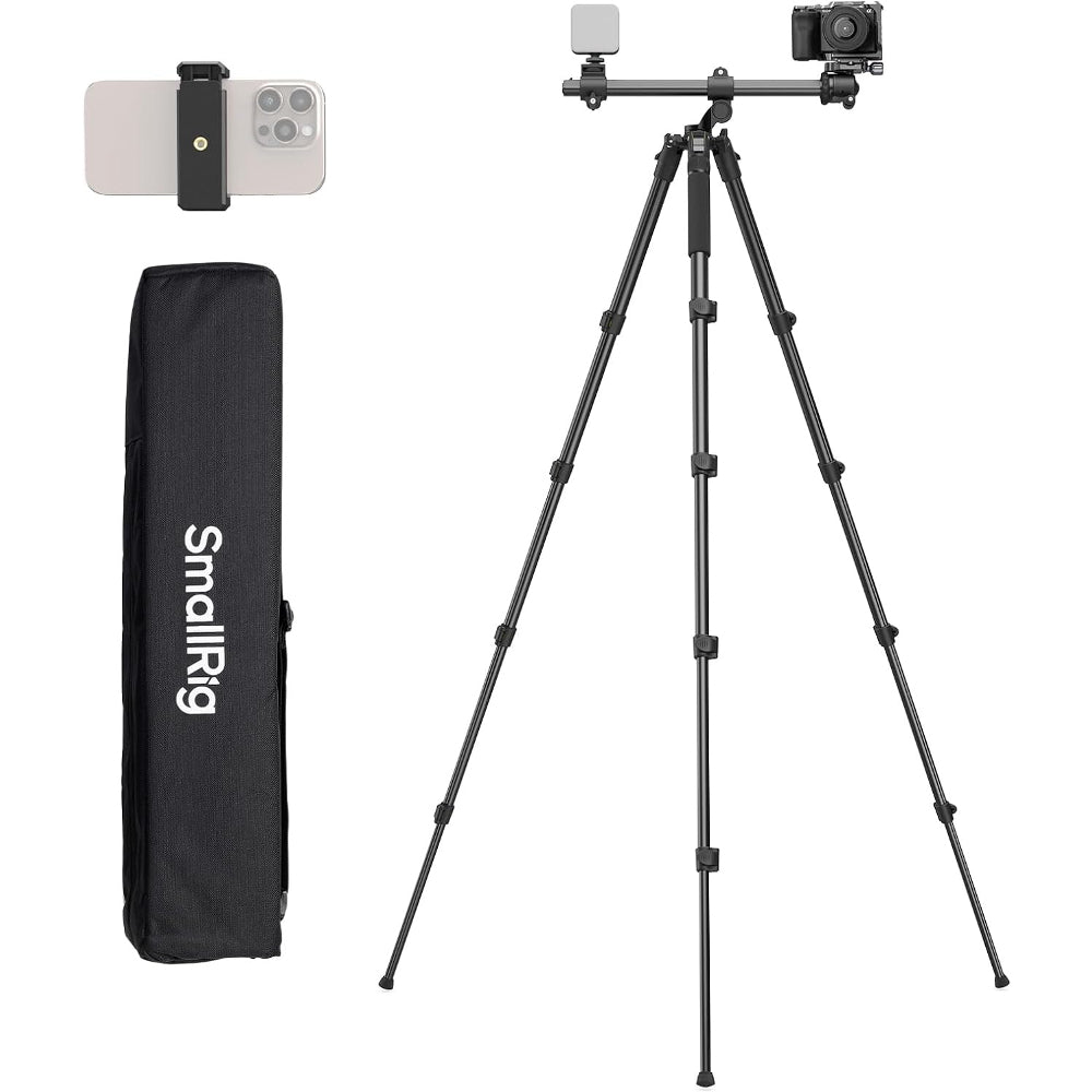 SmallRig CT25 Horizontal Overhead Photo Tripod with Smartphone Holder & Carry Bag, 164cm Max Height, Up to 5Kg Max Payload for Overhead Shots, Food Product Photography & Live Streaming | 5290