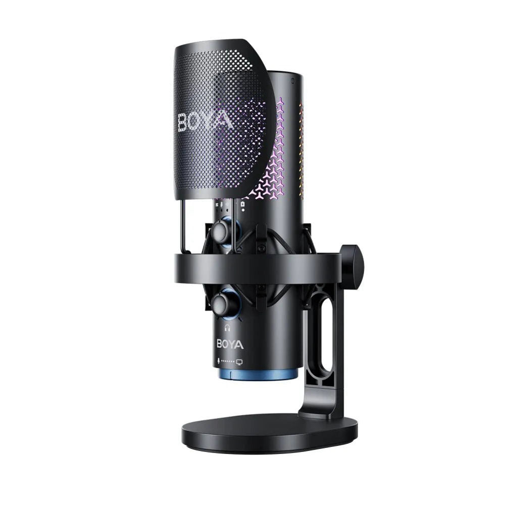 BOYA K5 Vibrant Lighting RGB Desktop USB-C Condenser Microphone with AI Noise Cancellation, Supercardiod, Omnidirectional & Bidirectional Polar Pattern & Hi-Fi Audio for Podcasting, Gaming & PC Live-Streaming