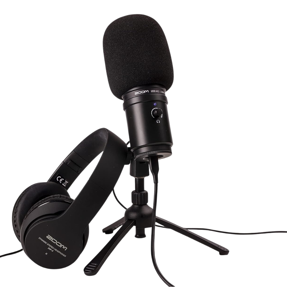 Zoom Podcast Mic Pack with USB / XLR Microphone, Professional Headphones, Tripod Stand & Accessories for Podcasting, Streaming, Recording & Podcasting | ZDM-1 | ZUM-2