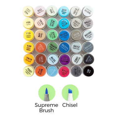 Ohuhu Honolulu Plus Series Alcohol Based Basic Colors with Colorless Blender Dual Tipped Supreme Brush and Chisel Art Markers for Illustrations, Drawing, Coloring, Stationery, Arts & Crafts | Y30-80403-44 Y30-80403-45