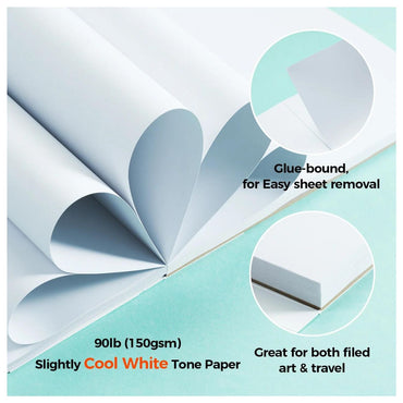 Ohuhu Bleedproof 60 Sheets 9"x12" Double-Sided Marker Pad, Acid-free Art Pages with Maximum Blendability for Sketch, Drawing and Illustration | Y44-83000-44